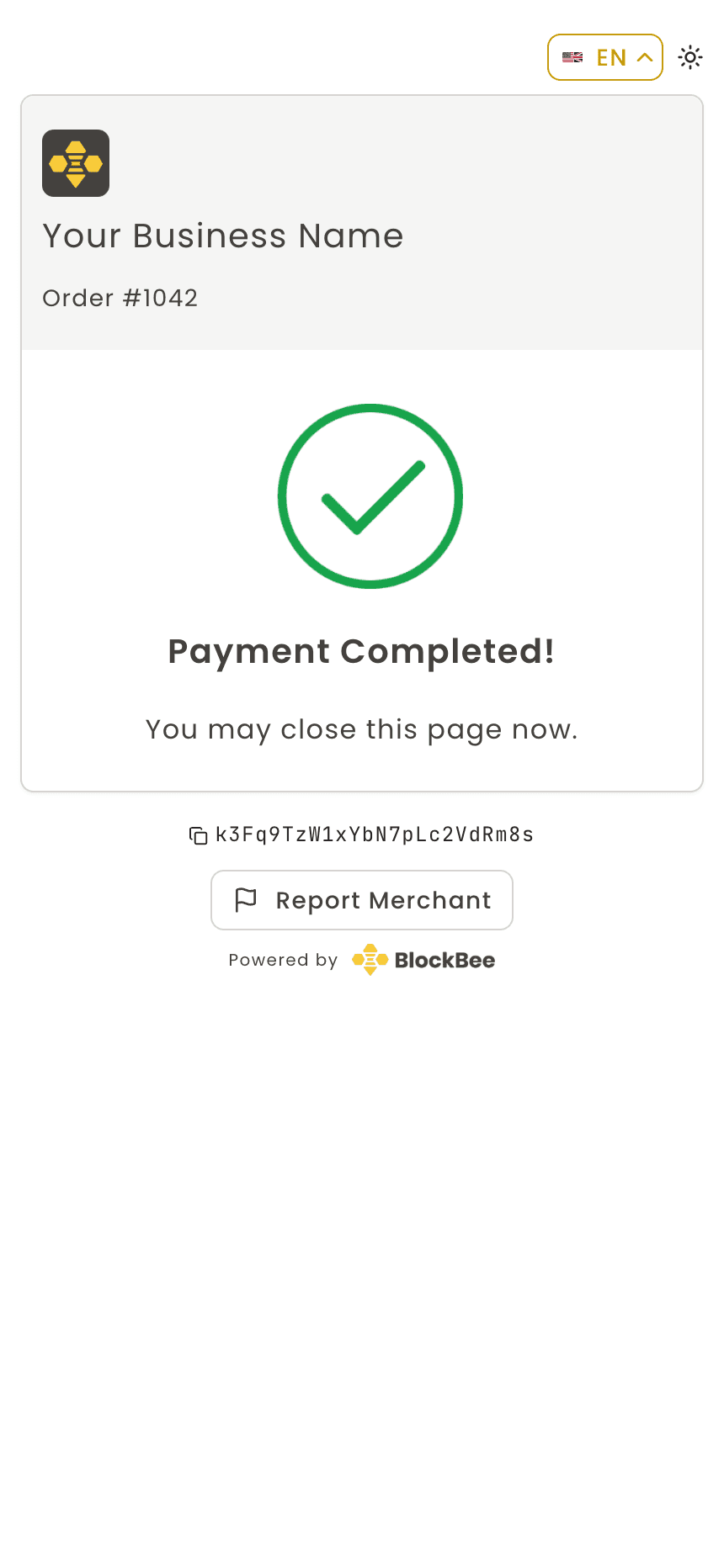 Checkout: payment completed