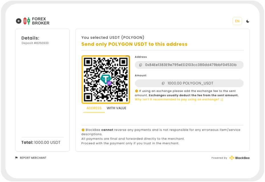 BlockBee Forex Checkout