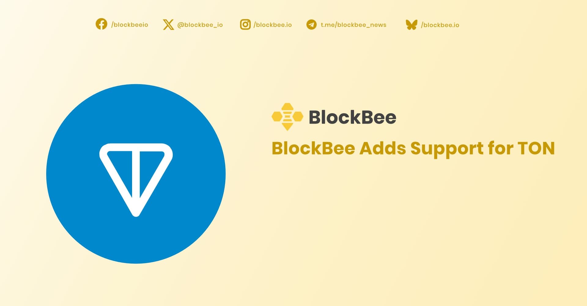 TON logo beside the BlockBee logo with the headline "BlockBee Adds Support for TON"
