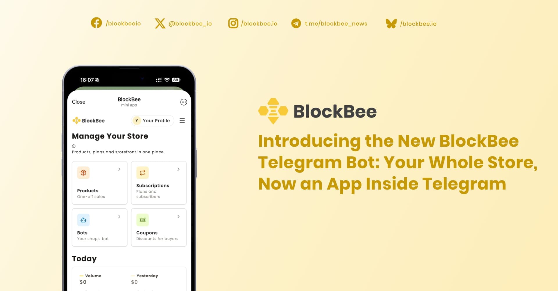 Introducing the New BlockBee Telegram Bot: Your Whole Store, Now an App Inside Telegram