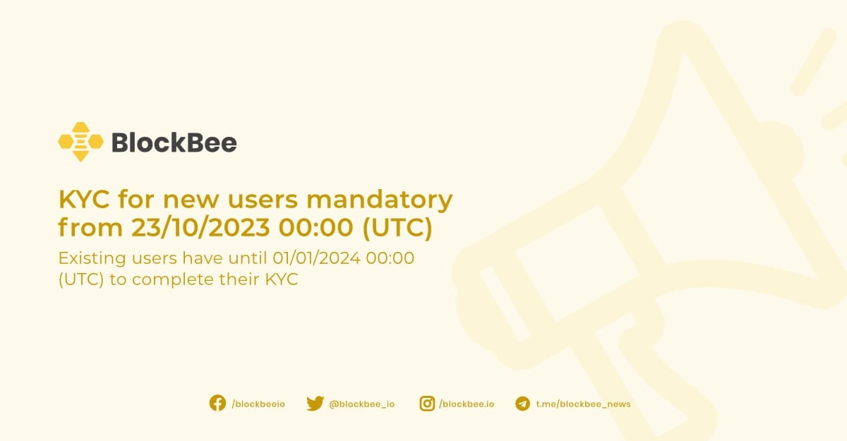 KYC for new users mandatory from 23/10/2023 00:00 (UTC)