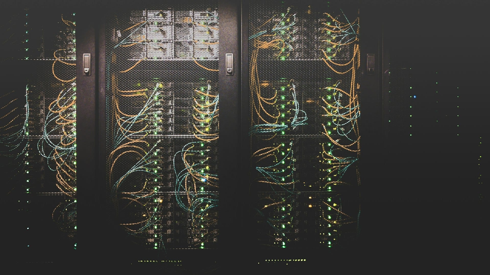 Server racks with network cables in a data centre