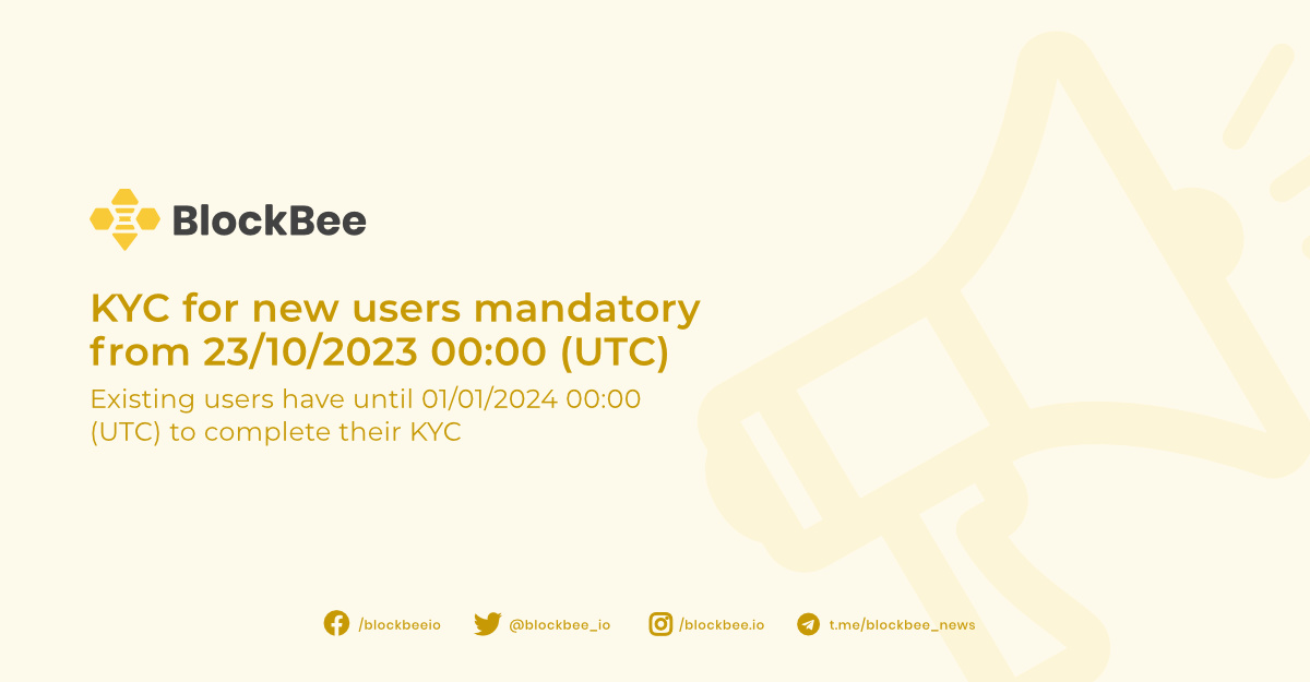 KYC for new users mandatory from 23/10/2023 00:00 (UTC)